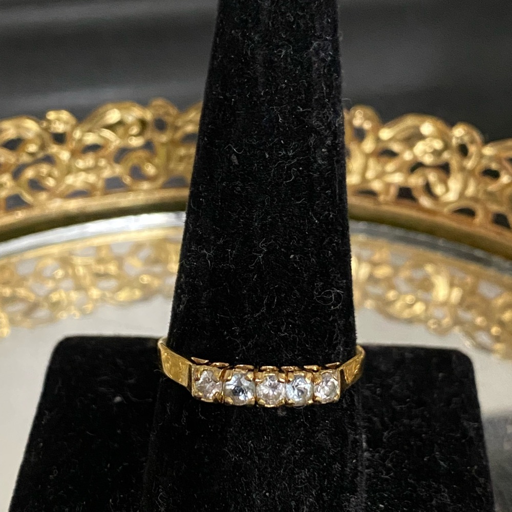 Vintage 18kt GE Multi-Row crystals Ring
